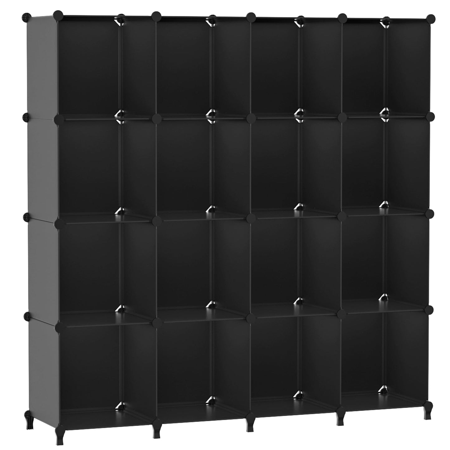 Lxvckly Cube Storage Organizer, DIY Portable 16-Cube Closet Clothes Organizer and Storage Shelving, Modular Home Office Shelves Units for Living Room, Bedroom, Bathroom, Closet Black