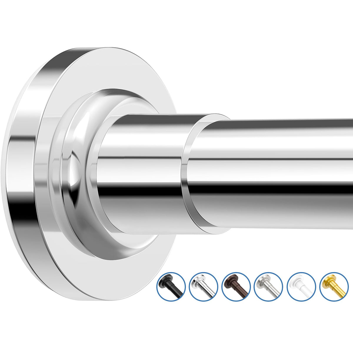 SUNALLY Shower Curtain Rod Adjustable 32-75 Inch, Spring Tension Shower Pole Rods Extendable Stainless Steel Telescoping Curtain Rod for Bathroom Windows Closet, No Drilling, No Slip, No Rust, Chrome