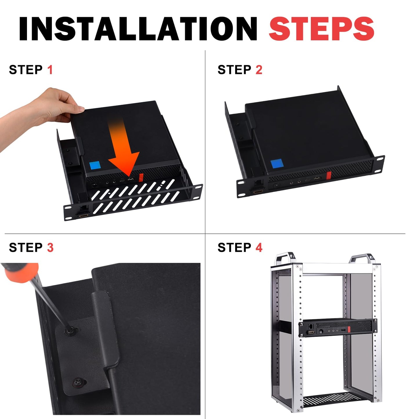 GeeekPi 10inch 1U Mini PC Rack Mount Shelf with RJ45 CAT6 Port & Mini HDMI Port for DeskPi RackMate T1/T0