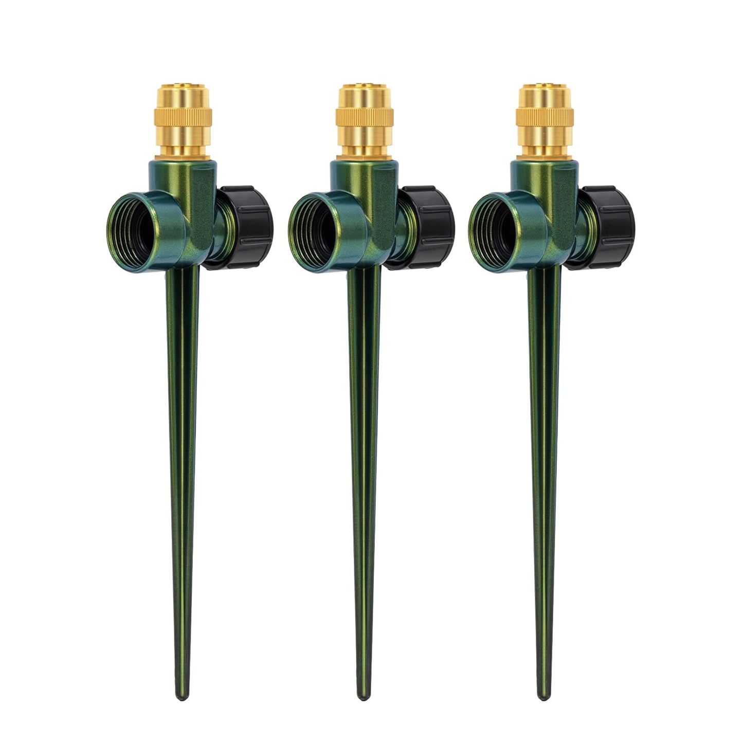 RESTMO 3 Pack Heavy-Duty Full-Metal Lawn Sprinkler for Yard with Durable Brass Nozzle, Premium Spike Base, 360° Large Area Coverage Lawn Sprinkler for Patio and Garden Irrigation