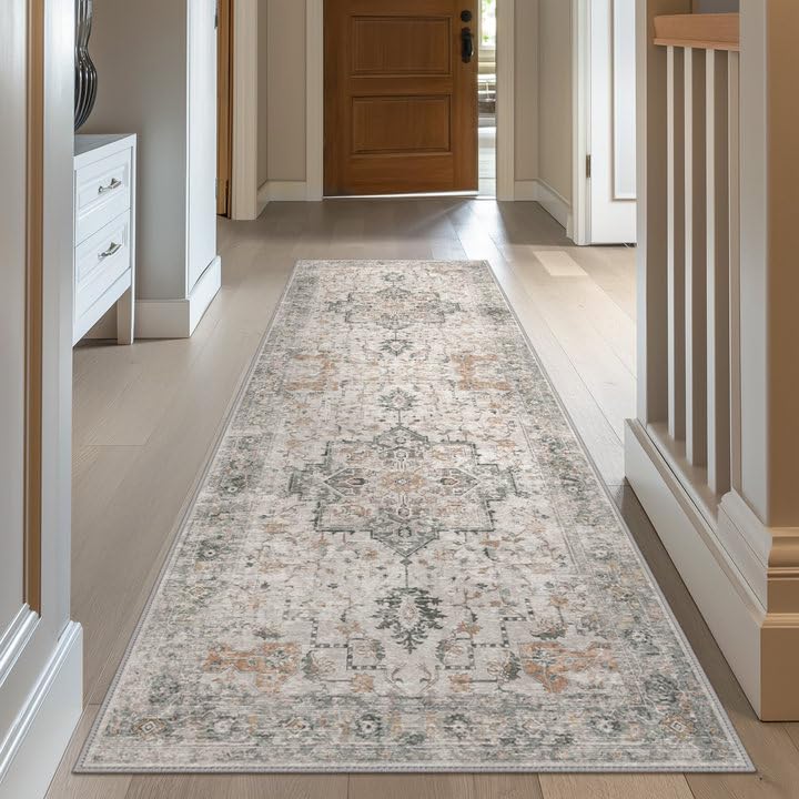 GENIMO Area Runner Rugs 2x6 for Living Room, Non-Slip Machine Washable Rug for Hallway Kitchen, Low Pile Print Rug for Bedroom Dining Room Home Office