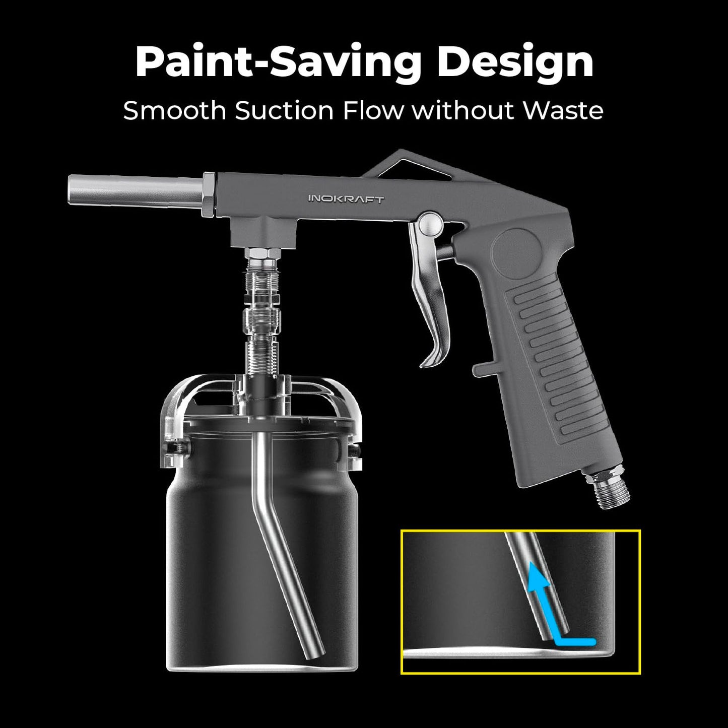 InoKraft Undercoating Spray Gun with Suction Feed Cup for Truck Bed Liner Coating, Rubberized Undercoat, Rust Proofing