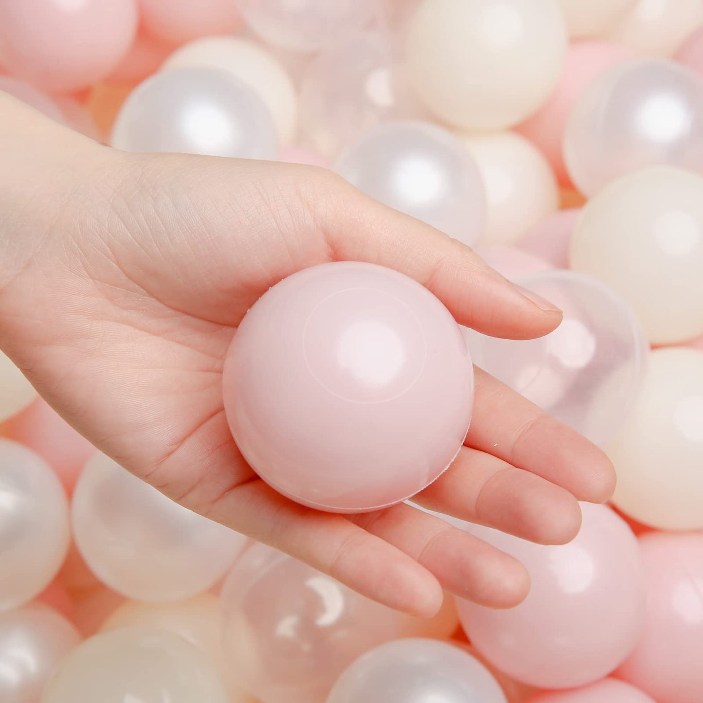 Ball Pit Balls for Toddlers 2.4 in, 100 Balls BPA Free Phthalate Free Non-Toxic Play Plastic Balls for Baby Kids Party Tent Party, Pink Pearl White