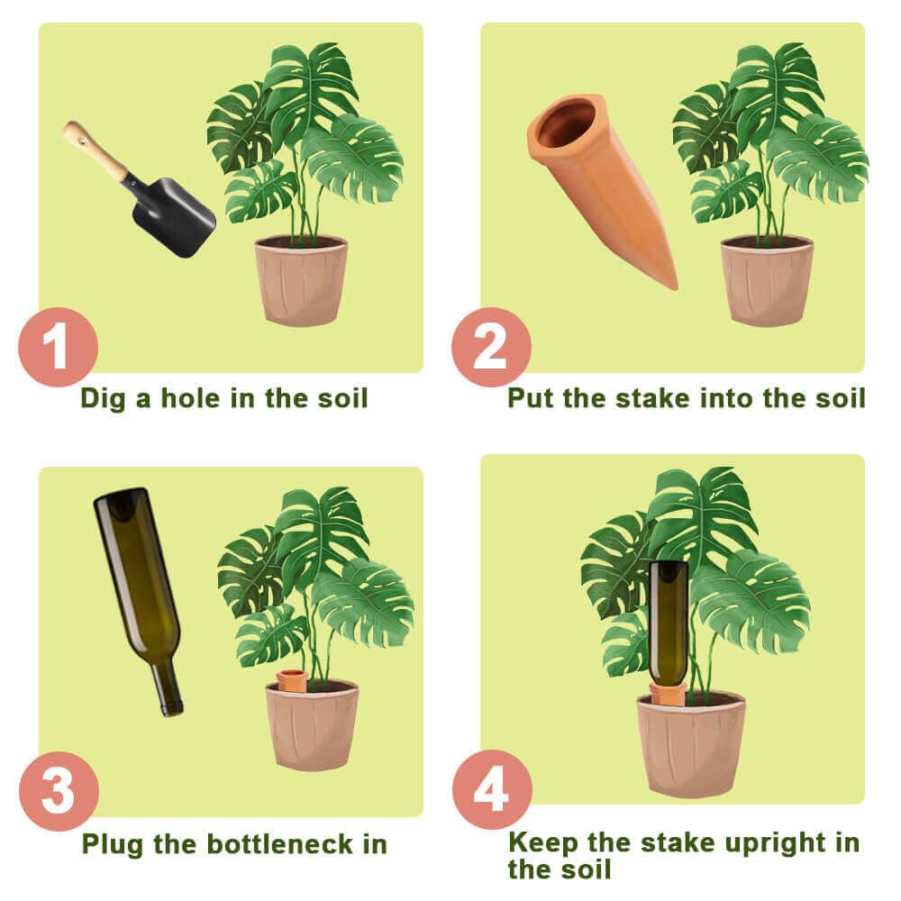 vensovo 16 Pcs Terracotta Watering Spikes - Automatic Self Watering Stakes, Plant Watering Devices for Wine Bottles Recycled Bottles, Clay Plant Garden Waterers for Vacations
