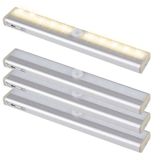 4 Pack Motion Activated RV Step Lights with 10 LEDs,Magnetic Motorhome Motion Sensor led Light Strip Bar for Motorhome Travel,Travel Trailers, Camper (Battery Operated)