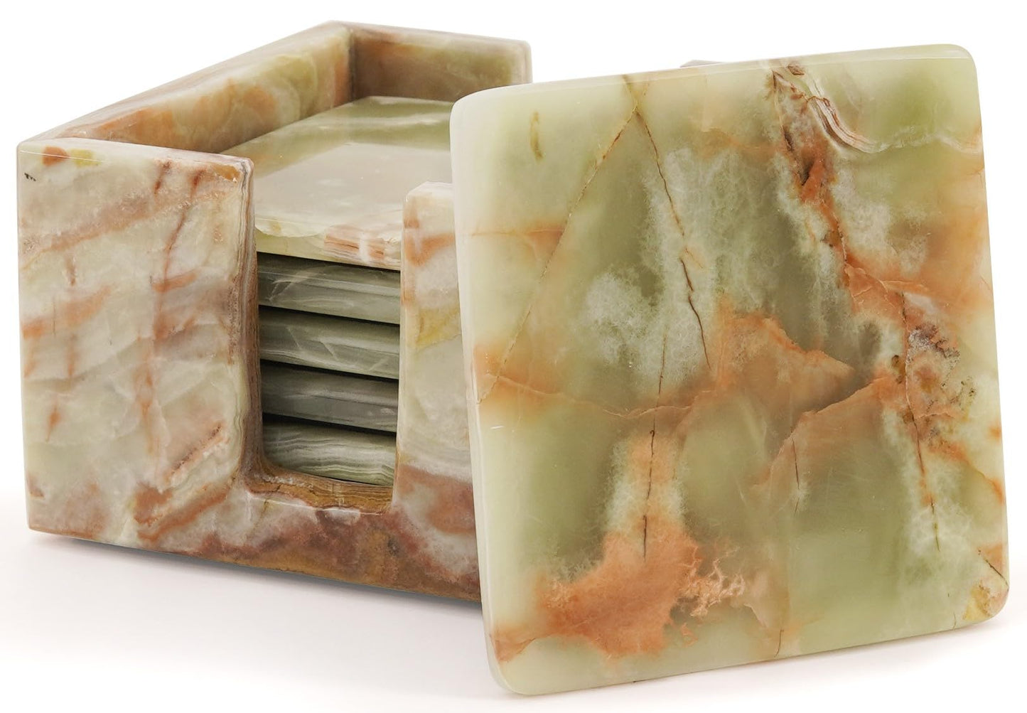 Radicaln Marble Coasters for Drinks Green Square 3.5 Inches Handmade Outdoor Coasters for Patio Table & Table décor - Housewarming Gift for Home & Kitchen
