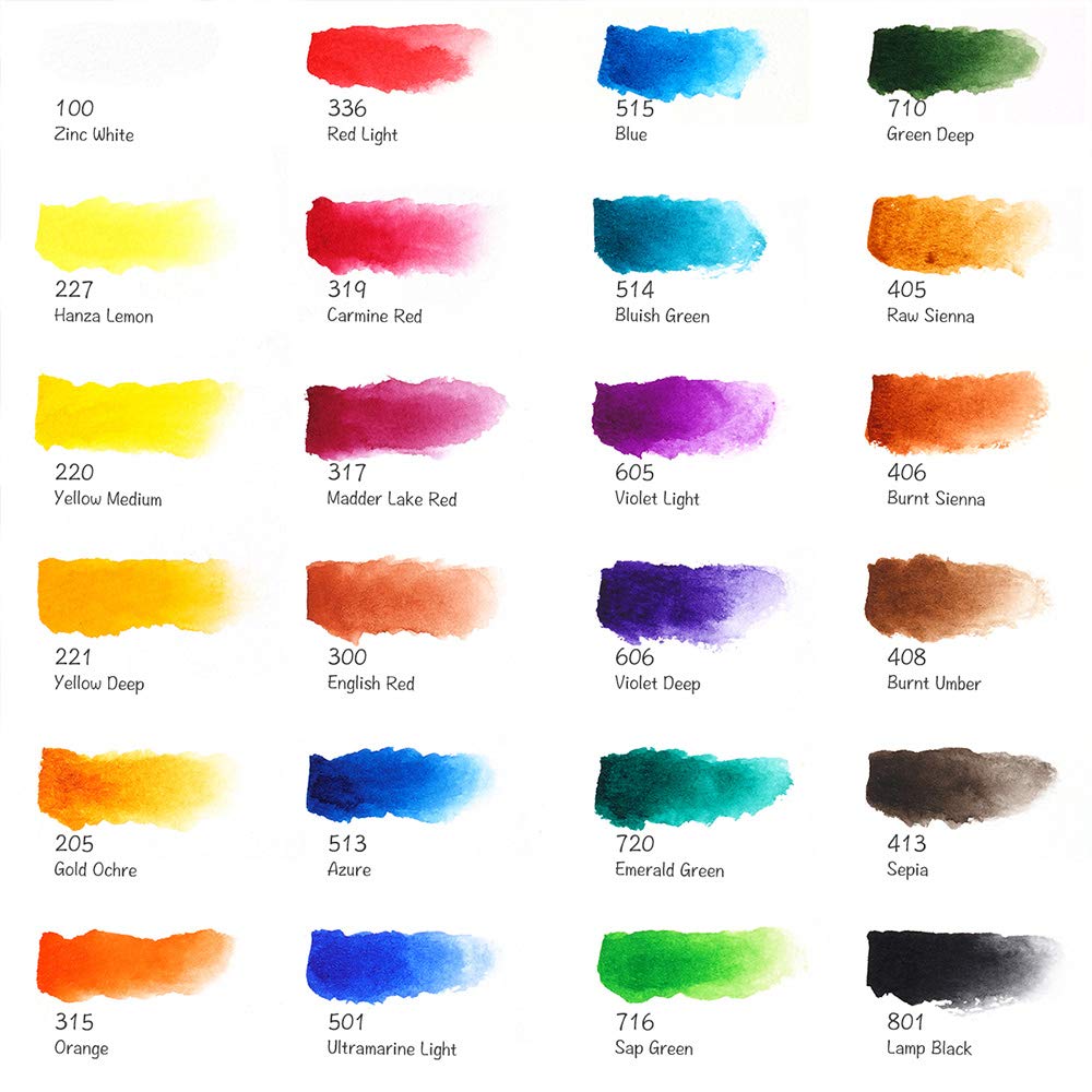 Paul Rubens Watercolor Paint Set, 24 Vivid Colors Full Pan Travel Watercolour Paint Set, Great Water Colour Art Supplies Starter Kit for Artists, Beginner, Students & Adults