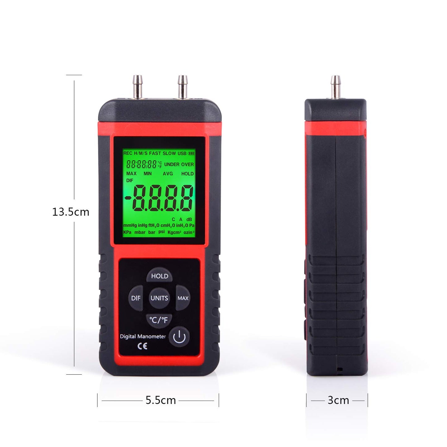EHDIS Digital Manometer Gas Pressure Tester Digital Air Pressure Meter Differential Pressure Gauge HVAC Gas Pressure Tester