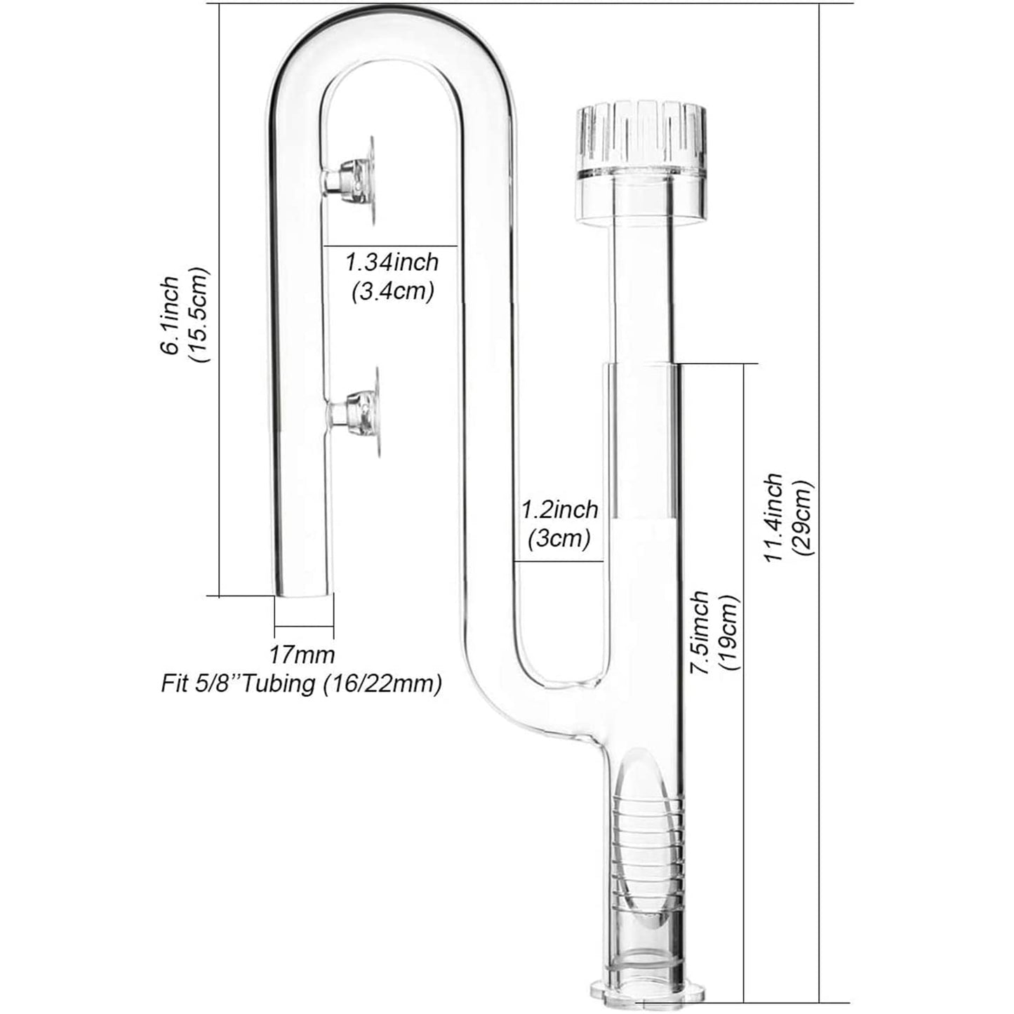 FZONE Aquatic Glass Lily Pipe Set with Lily Skimmer Inflow and Lily Outflow for Aquarium Filter 5/8''(16/22mm) Tubing