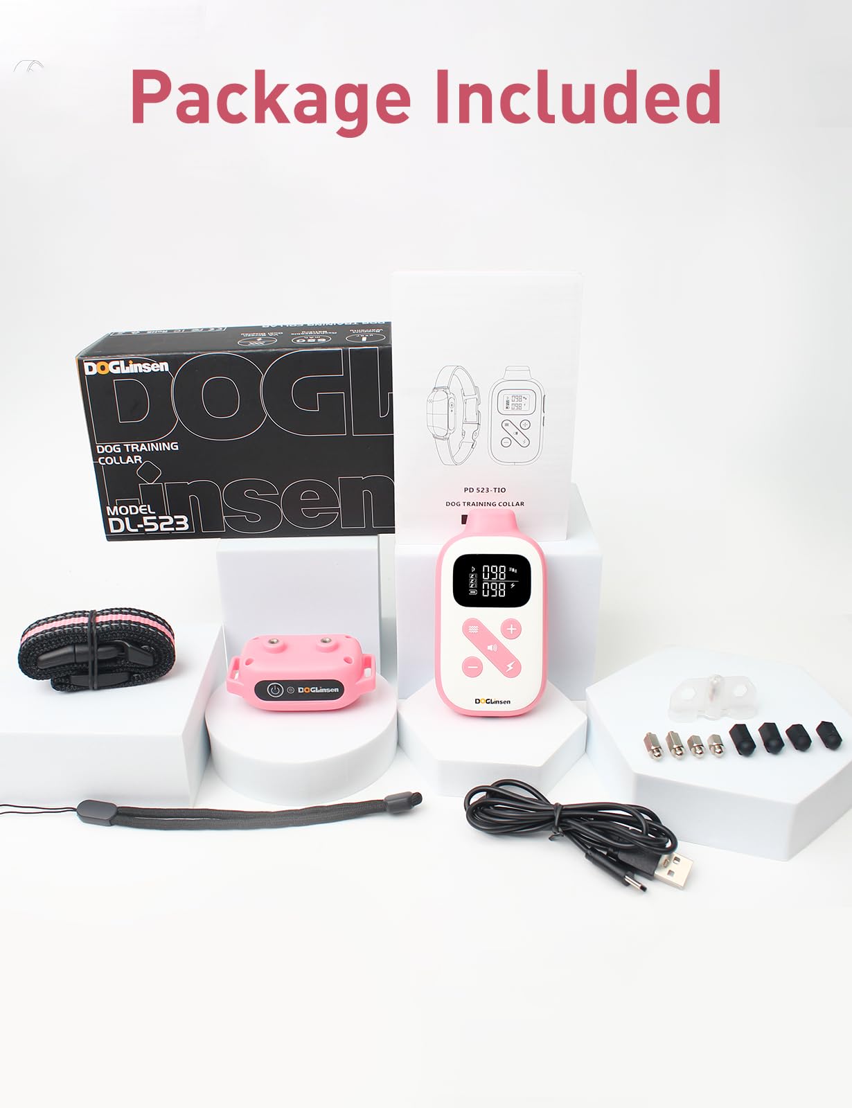 DOGLinsen 2-in-1 Bark and Shock Collar for Dogs, Smart Anti Barking Dog Training Collar with 5 Adjustable Sensitivity, Automatic Bark Collar with Remote, Vibration, Beep, Shock and Automatic