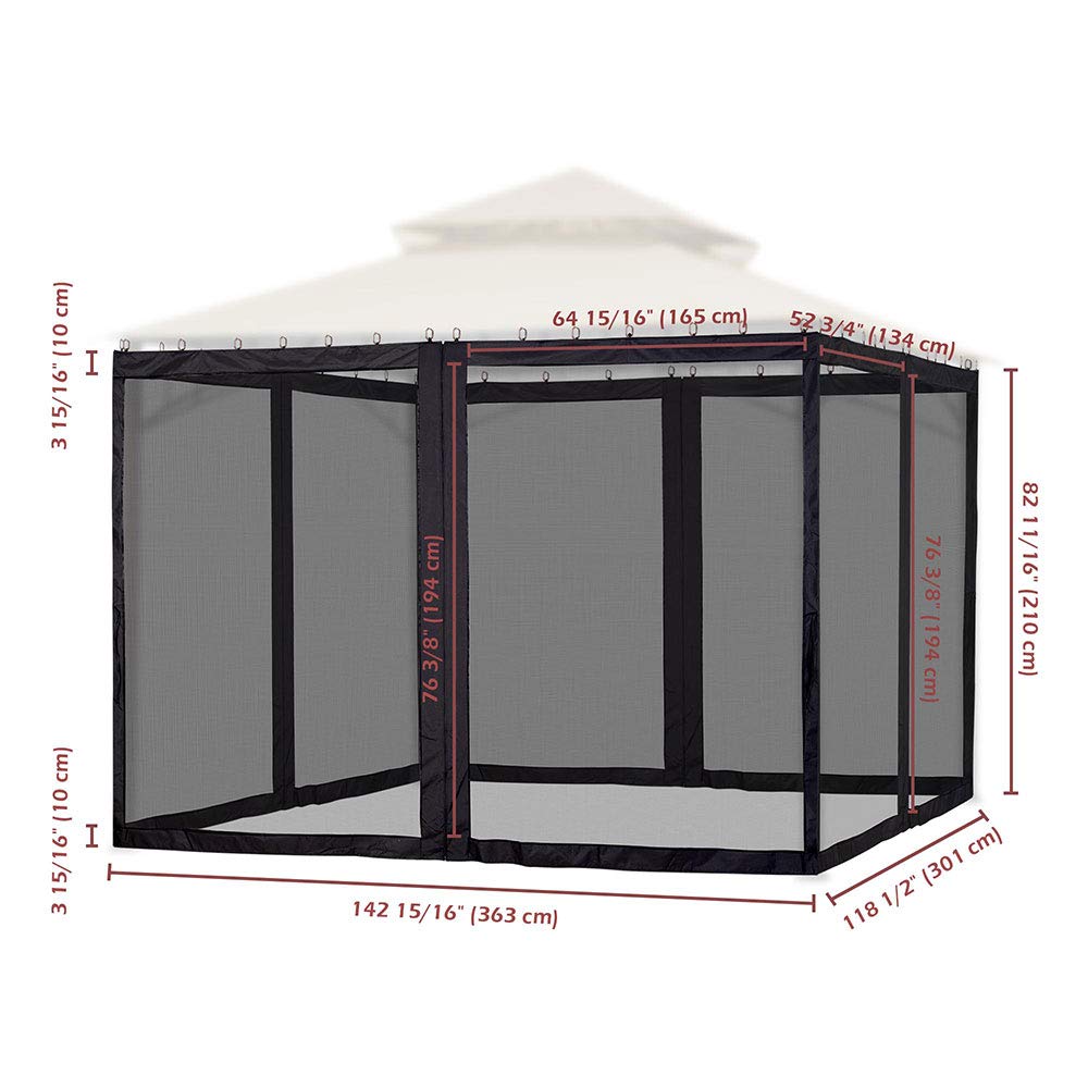 Yescom Universal Replacement Mesh Netting Screen Wall Sidewall Curtain with Zipper for 10x12ft Yard Gazebo Canopy Tent