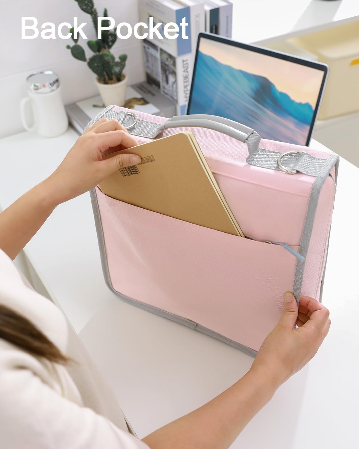 Banero 3" D-ring Zipper Binder with 700+ Sheets Capacity, 3-ring Zip Up Binder with Shoulder Strap for School, College, Office, Compatible with 13" MacBook & 12.9" Tablet (Light Pink)