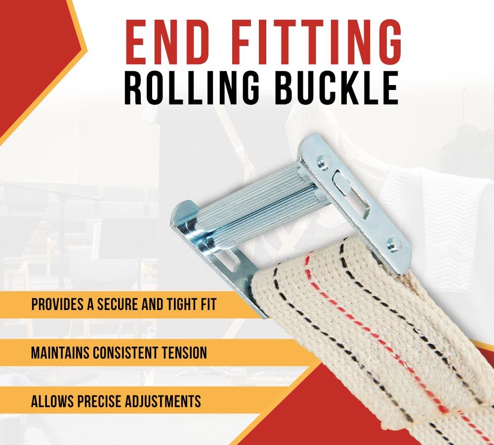 Mytee Products (2 Pack) 2" x 20' Piano Moving Strap with Roller Buckle, Made from Cotton Webbing