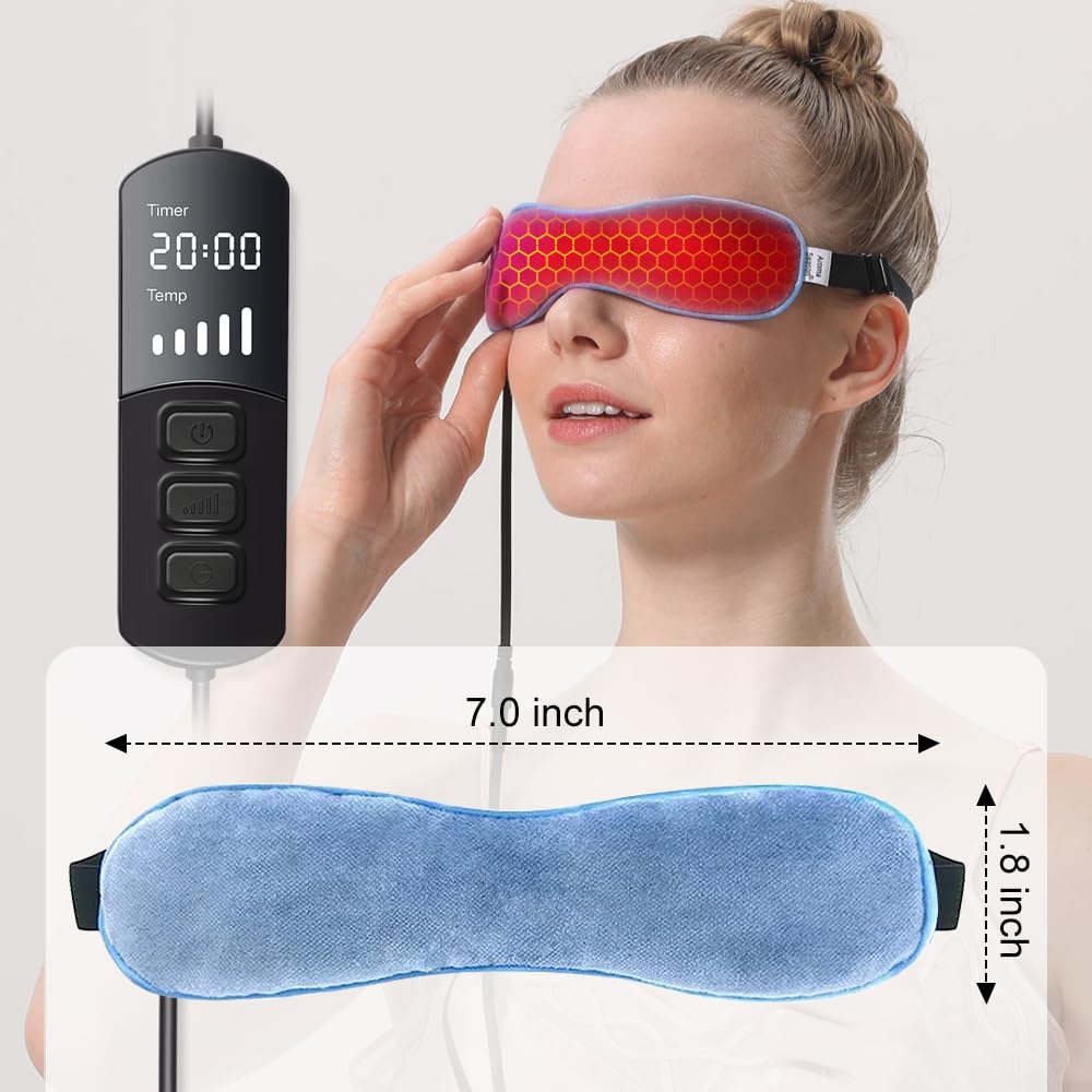 Aroma Season Heated Eye Mask with Flaxseed, Warm Eye Compress for Dry Eyes to Unclog Glands, Relieve Dry Eye Syndrome, MGD, Stye and Blepharitis (Blue)