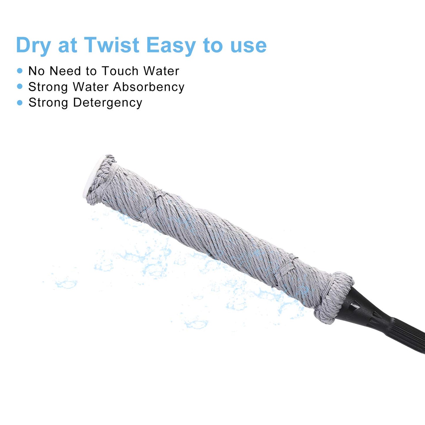 Eyliden Microfiber Twist Mop - Hand Release Washing Mop for Floor Cleaning - Dry&Wet Mops with Wringer, 2 Removable Washable Heads, 57.5inch Long Handle, Scouring Pad (Grey)