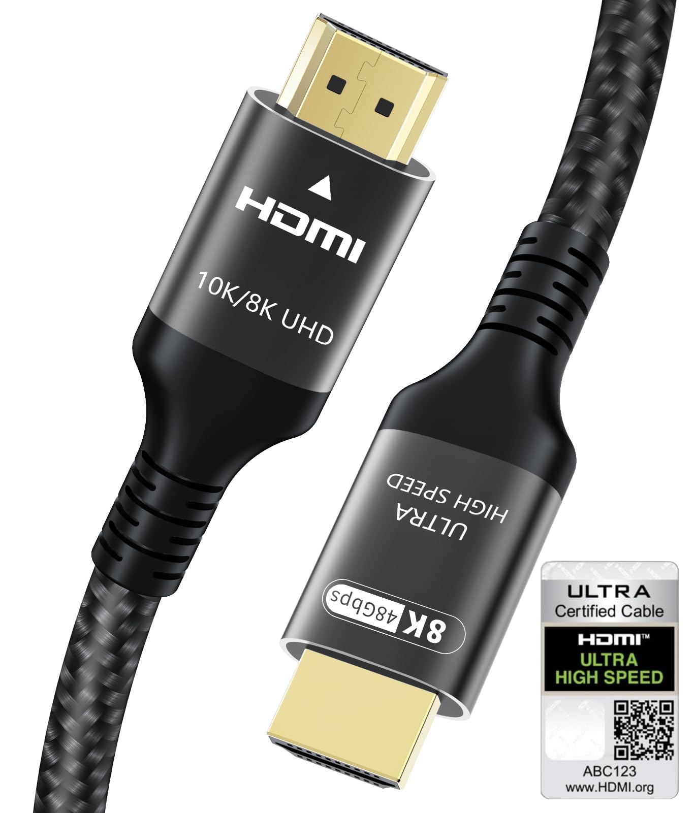 Certified 8K HDMI 2.1 Cable 7m, 48Gbps Ultra High Speed HDMI Cable 4K 144Hz 120Hz 8K 60Hz Support eARC DTS:X Dolby Atmos Dynamic HDR10 HDCP 2.3 Compatible MacBook Pro 2021 Gaming PC OLED TV Roku