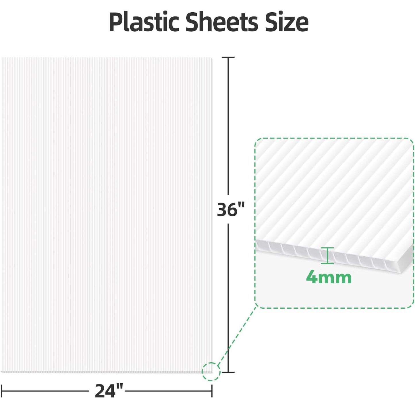 VAIIGO Plastic Sheets 24" x 36", 4mm Blank Yard Lawn Signs, 4 Pack Plastic Poster Board, Coroplast Plastic Sheets for Garage Yard Sale Sign, A-Frame, Warnings, Divider, Crafts, Packing