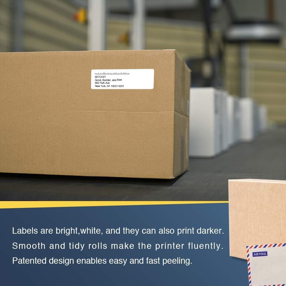 BETCKEY - Compatible Address Labels Replacement for Brother DK-1201 (1.1" x 3.5"), Use with Brother QL Label Printers [10 Rolls + 2 Reusable Cartridges]
