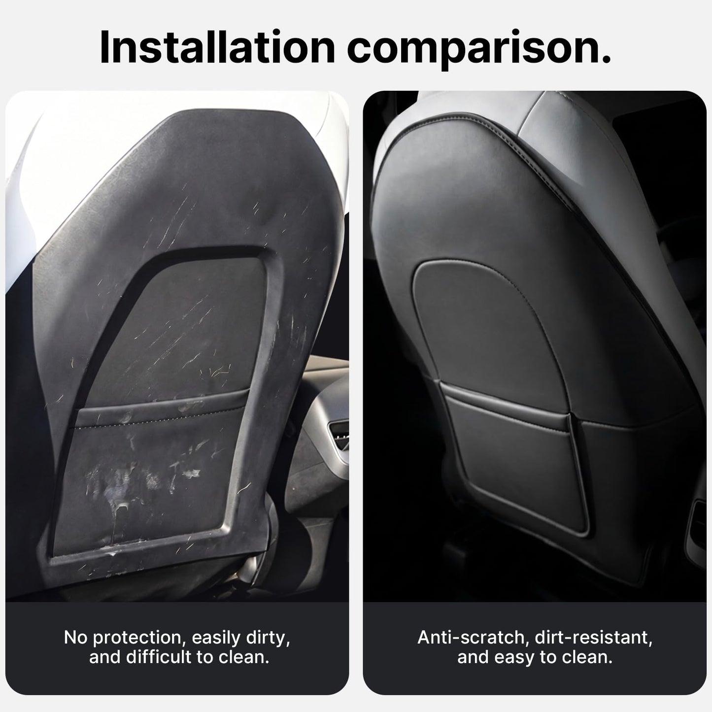 CYBERBEANS 2Pcs for Tesla Model 3/Y 2017-2026 Juniper/Highland(Not for Standard), Leather Seat Back Kick Protectors Accessories, Kids Mats Waterproof Pet Covers