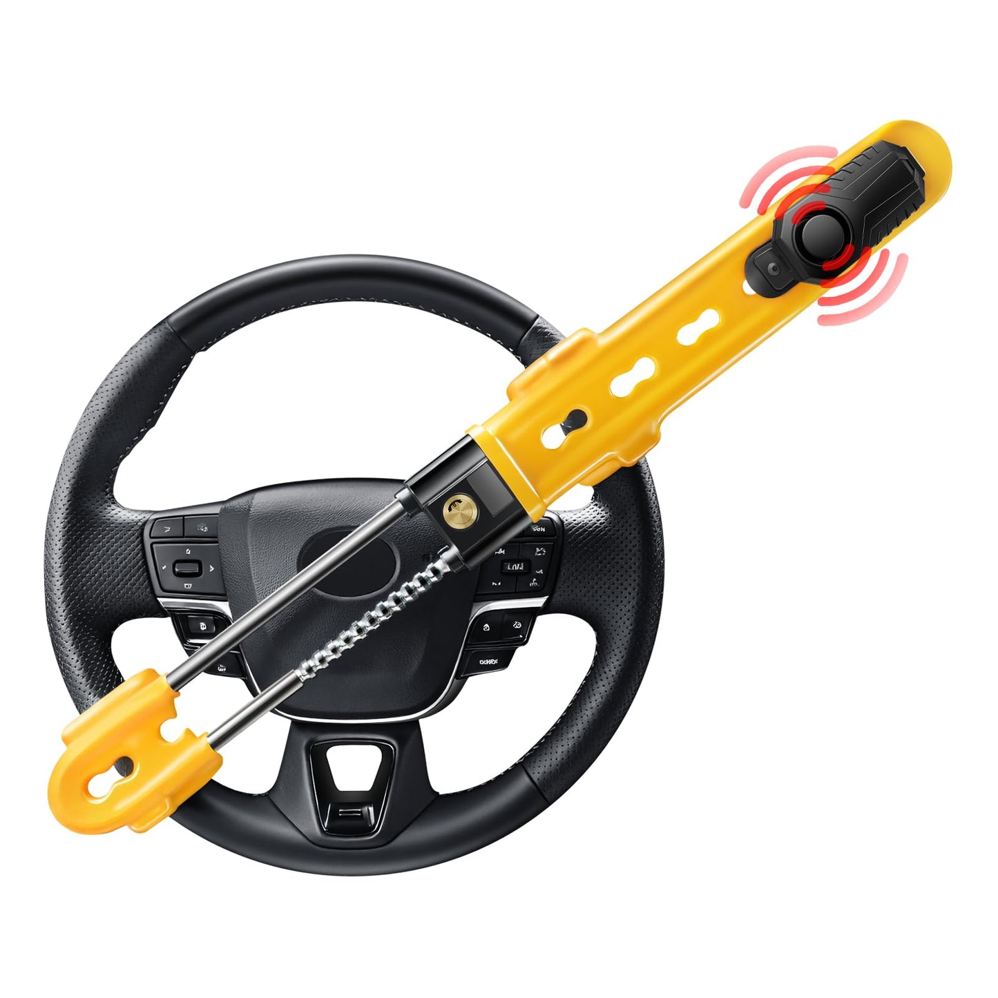 Steering Wheel Lock with 113dB Alarm, ELECTOP Heavy Duty Anti-Theft Car Device Car Wheel Lock with Adjustable Locking and 2 Keys, Car Security Lock Car Alarm System for Auto Truck Van SUV