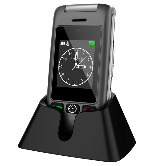 artfone 4G Unlocked Senior Cell Phone, Senior Flip Phone with Charging Dock and Dual Screen for Elderly, Unlocked Cell Phone,1200mAh,Time Reporting.