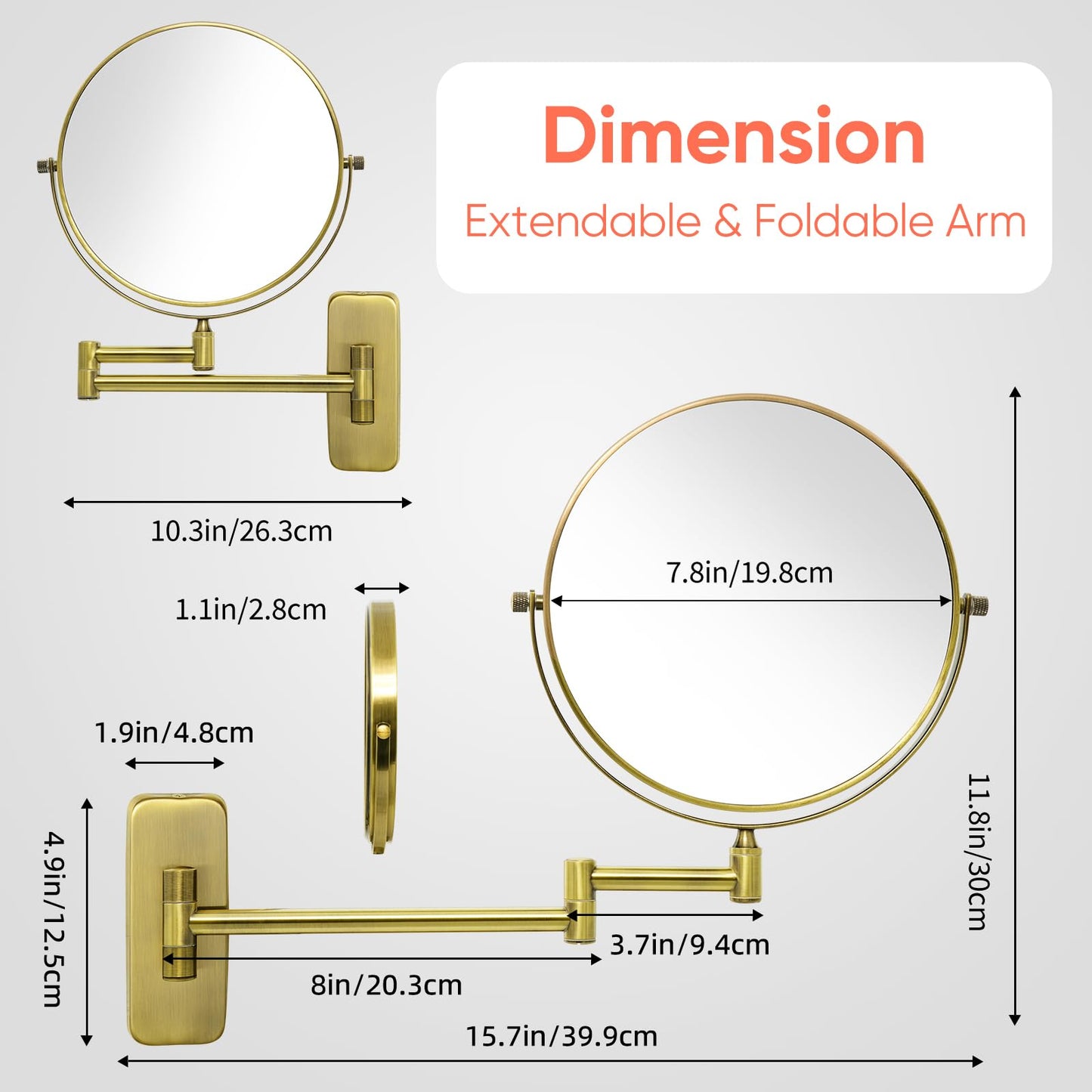 GuRun 8-Inch Antique Double-Sided Wall Mount Makeup Mirrors with 10x Magnification,Bronze Finish M1406K(8in,10x)