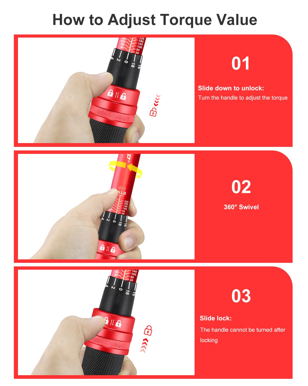 ATsafepro 3/8 Torque Wrench 20-240 in.lb, Inch Pound Torque Wrench Set with Extension & 3/8" to 1/4" Adapter - ±3% Accuracy, Dual-Direction 72-Tooth for Bike, Motorcycle, Car & Engine Maintenance