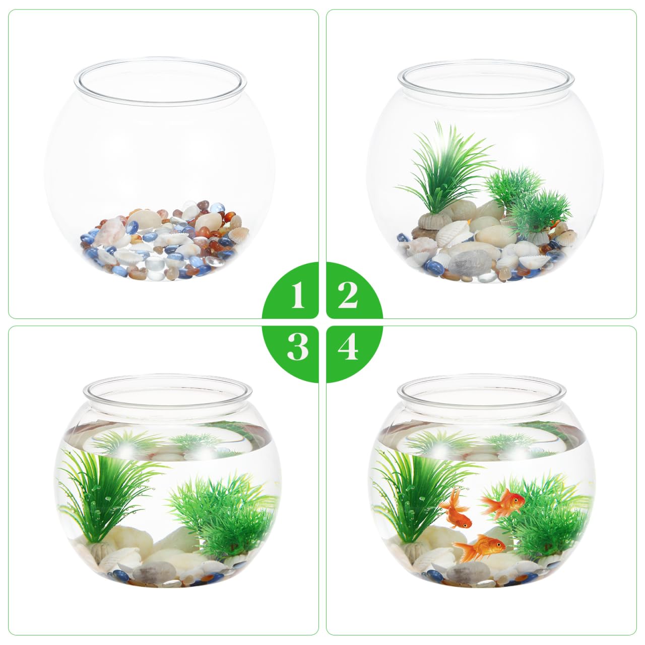 POPETPOP Plastic Fish Bowls Round Large Clear Plastic Fishbowl Vase Pot Goldfish Bowl for Wedding Party Event Christmas Holiday Home Decor 8.67 x 6.89 Inches