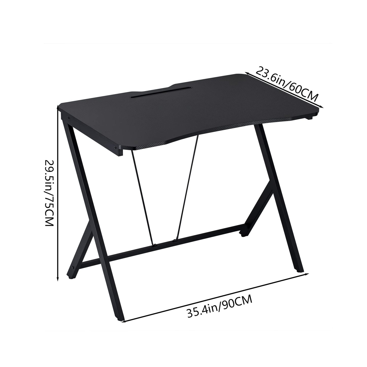 DEILALY 35In Carbon Fiber Small Gaming Desk W90CM Small Computer Table Gamer Desk Office Home Study Work Station Bureau Pupitre PC Table Steel Legs Dormitory Apartment Corner Desk