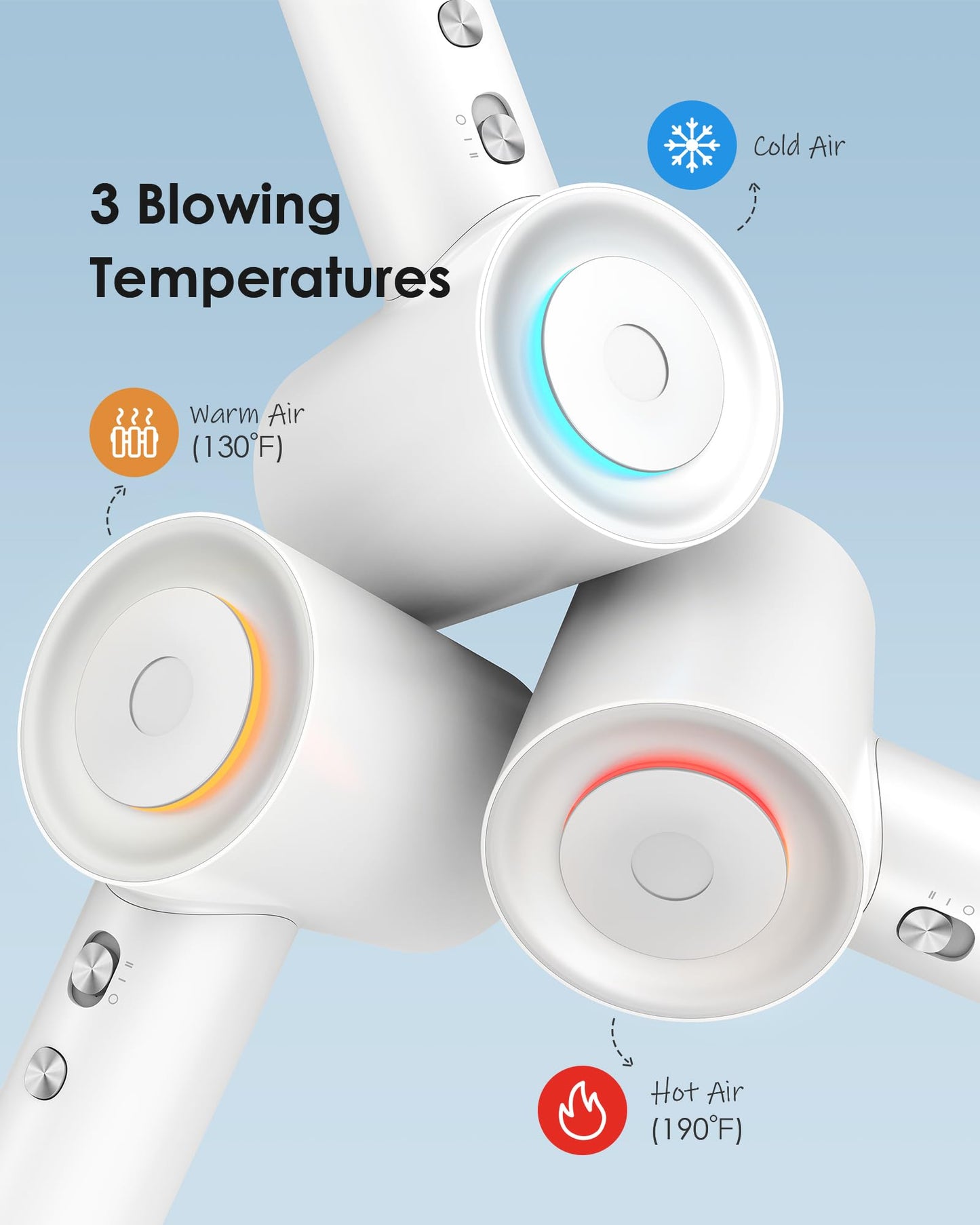 Hair Dryer,Negative Ion Blow Dryer for Women Men, 110, 000 RPM Brushless Motor, 3 Heat Settings, 360° Rotating Magnetic Nozzle, High-Speed Low Noise Hair Dryer for Home and Travel(Pearl White)