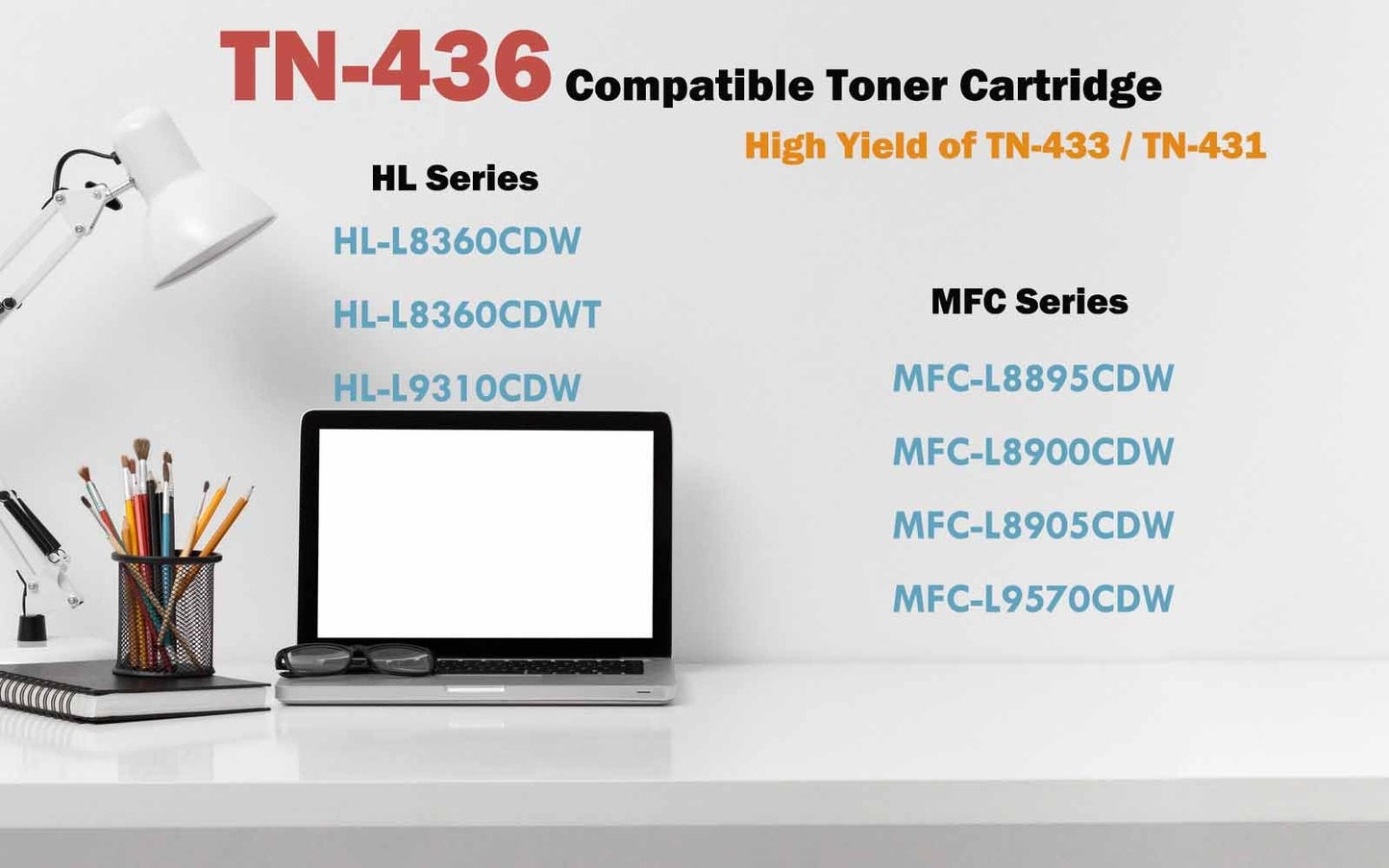 Ultra Toner® Compatible Replacement for Brother TN433 TN436 TN-433 TN-436 TN431 Extra High Yield Toner Cartridge HL-L8360CDW L8360CDWT L9310CDW MFC-L8895CDW L8900CDW L8905CDW L9570CDW (2 * Black)