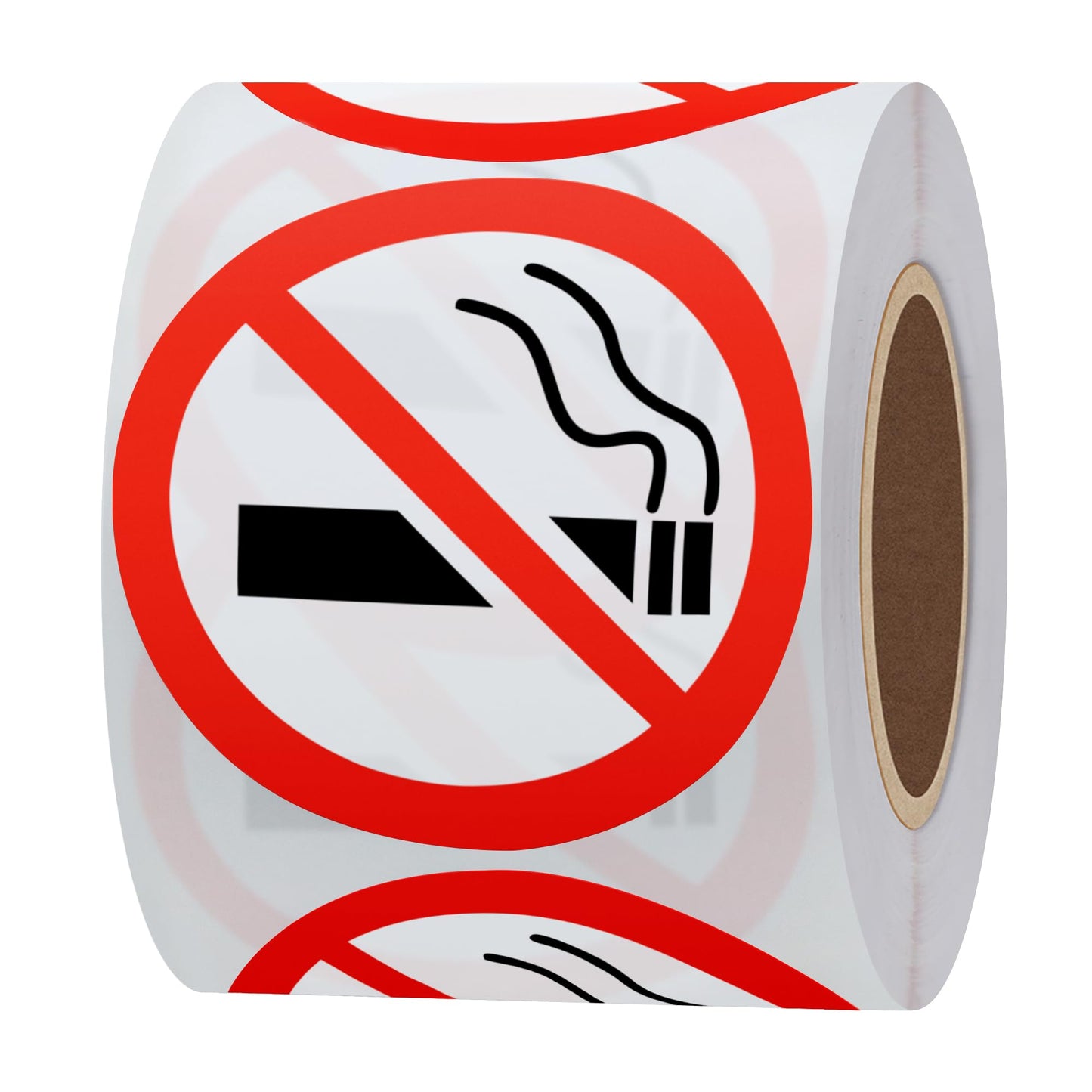 Hybsk No Smoking Logo Warning Stickers 2" Round 300 Total Per Roll (2 inch) (White)