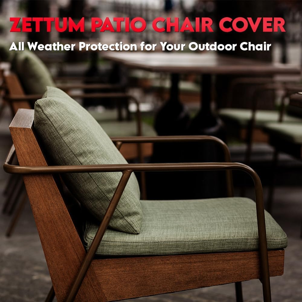 Zettum Patio Chair Covers 2 Pack - 600D Outdoor Chair Cover Waterproof & Heavy Duty, Lawn Lounge Furniture Cover for Wicker Chair, Swivel Chair, Rocking Chair, Single Sofa Chair - 32 x 32 x 36 Inch