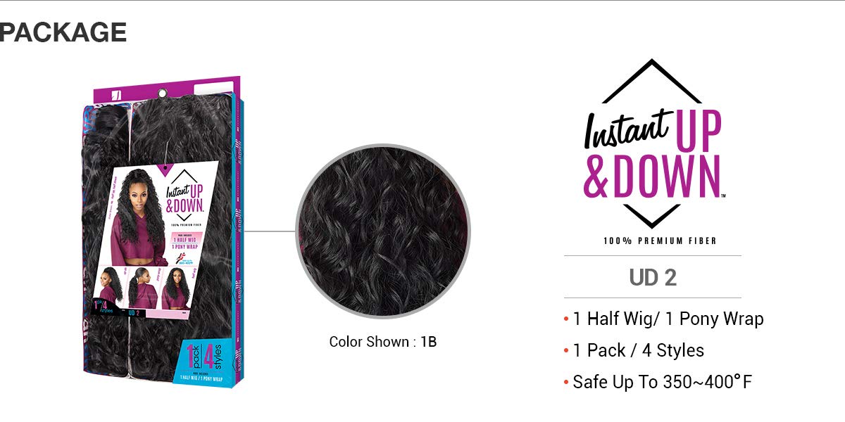 Sensationnel Instant Up & Down Pony Wrap Half Wig - UD002 (1B Off Black)