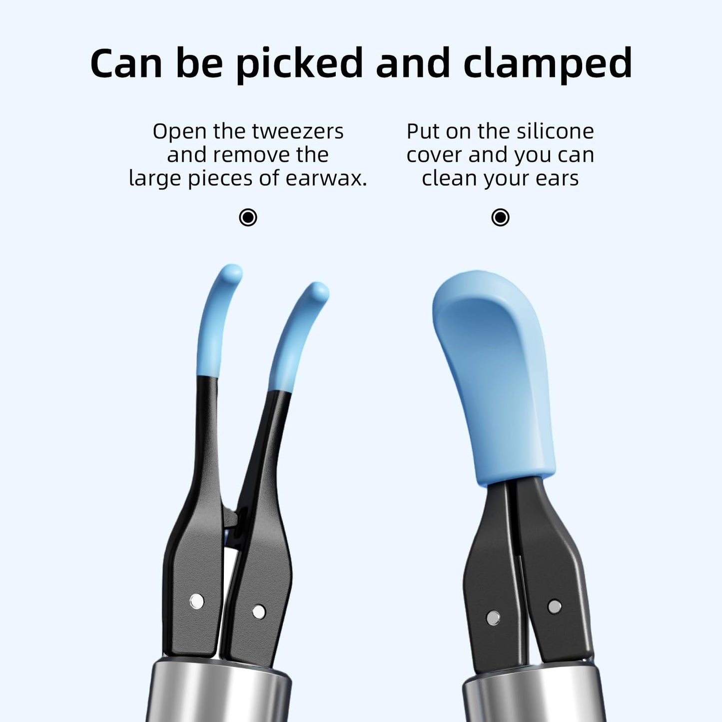 Qimic Ear Cleaner Camera with Tweezers - 1080P Ear Wax Removal with Light and Camera, IP67 Ear Camera, Ear Cleaner with Flexible Tweezers, Ear Camera Otoscope for iPhone, Android(Blue)