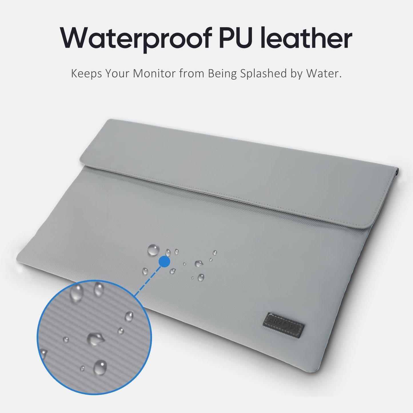 ARZOPA 16.1" Portable Monitor Sleeve Bag, PU Leather Case, Grey