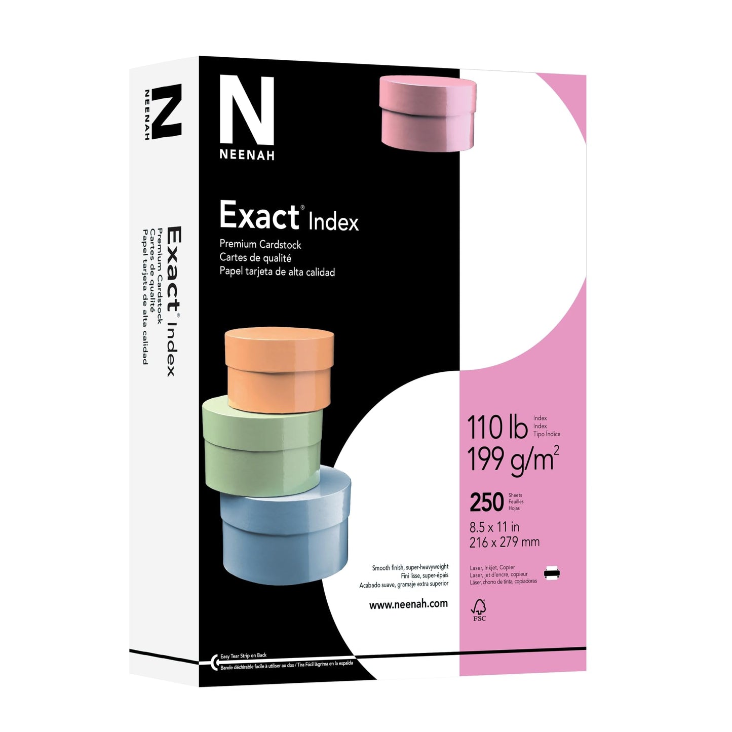 Neenah Exact Index Cardstock, 110 lb, 8.5 x 11 Inches, 250 Sheets, White