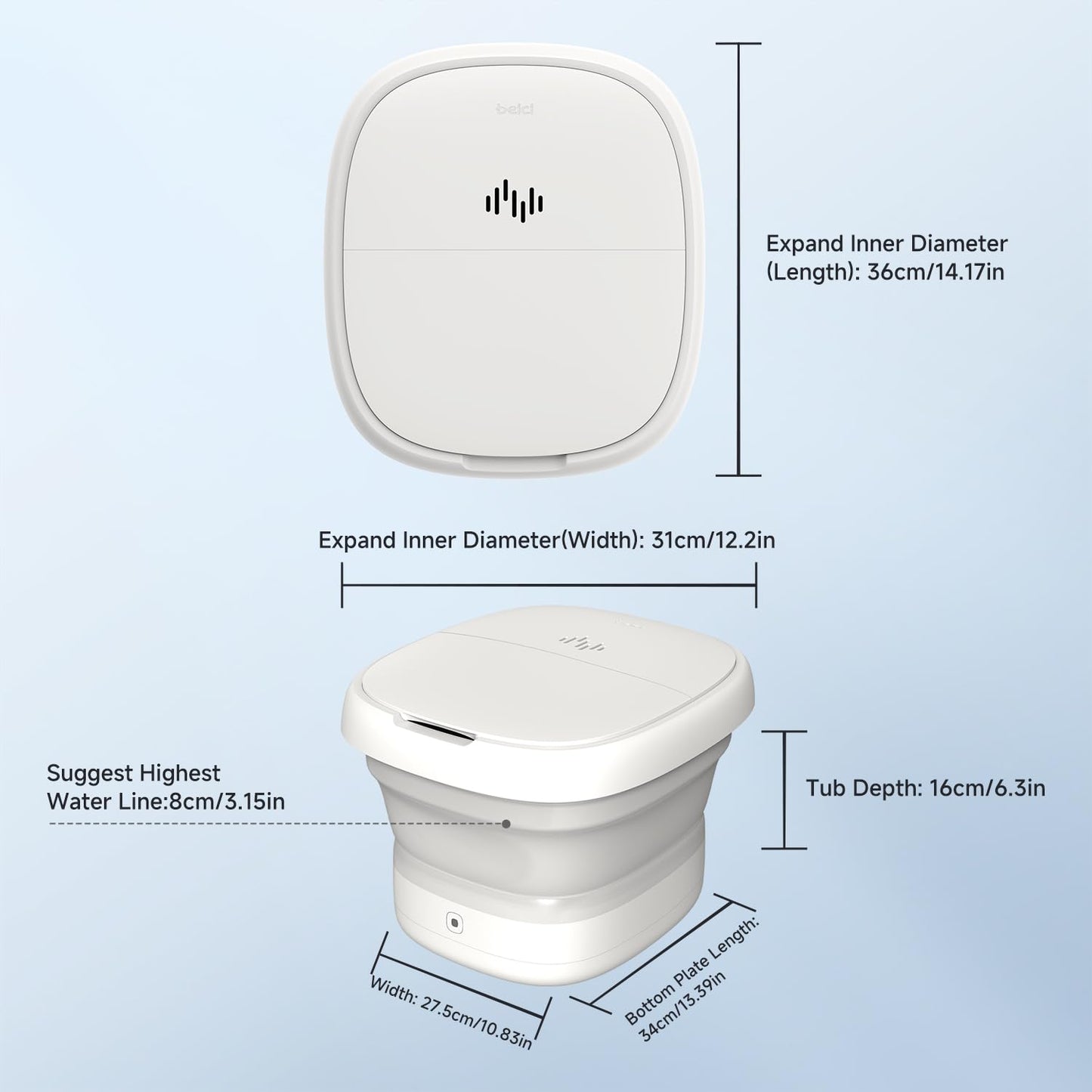 Collapsible Foot Spa Massage with Water and Electricity Separation System,Foot Bath with Three Level Temperature Control,Bubble,Remote,Red Light,Timer,and Four Set Non-Electric Massage Rolls