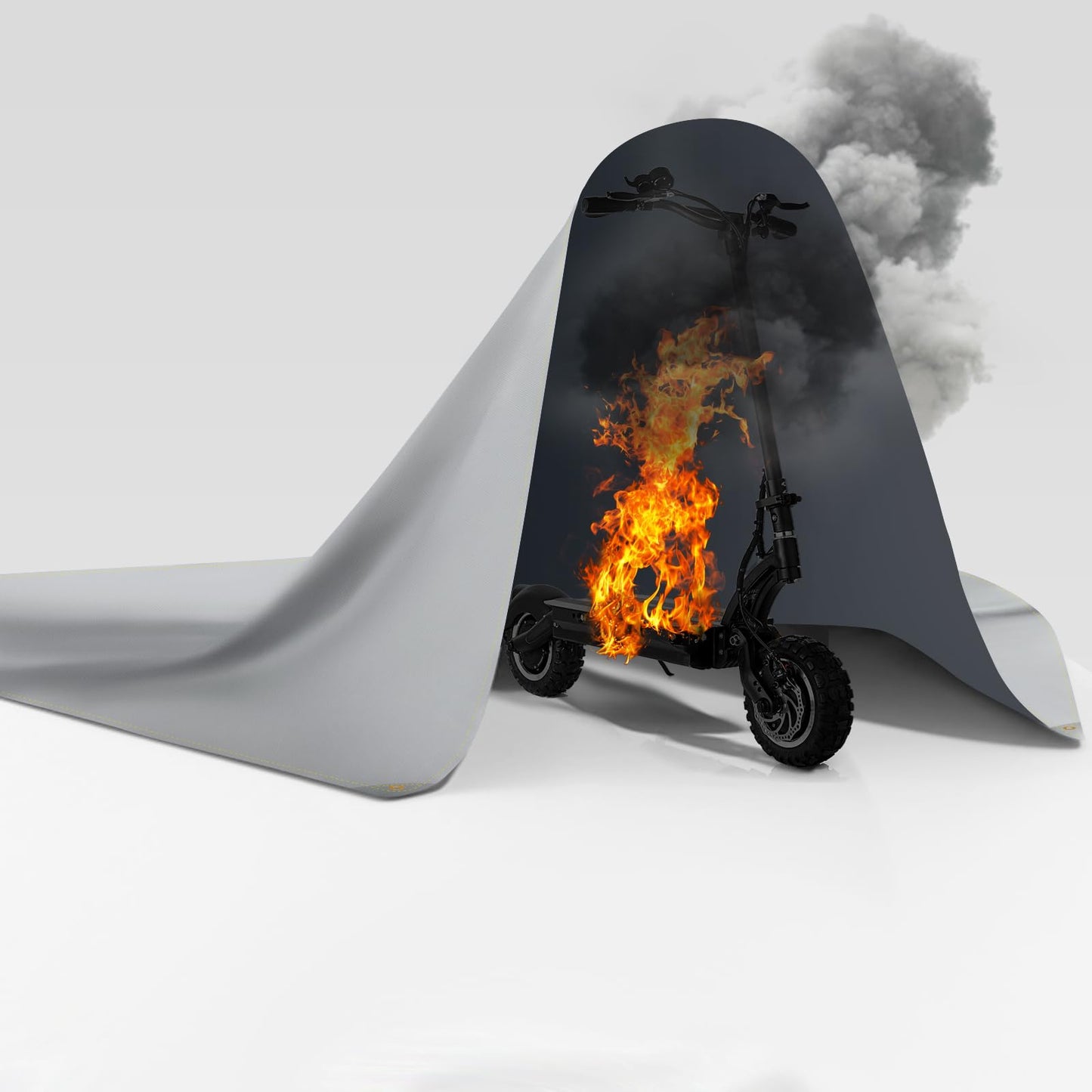 FLASLD Fireproof Lithium Battery Cover, Fastest & Simplest Way to Isolate and Extinguish Small Fires, Fire Blanket for E-Scooter and E-Bike (79×79 inch - Grey)