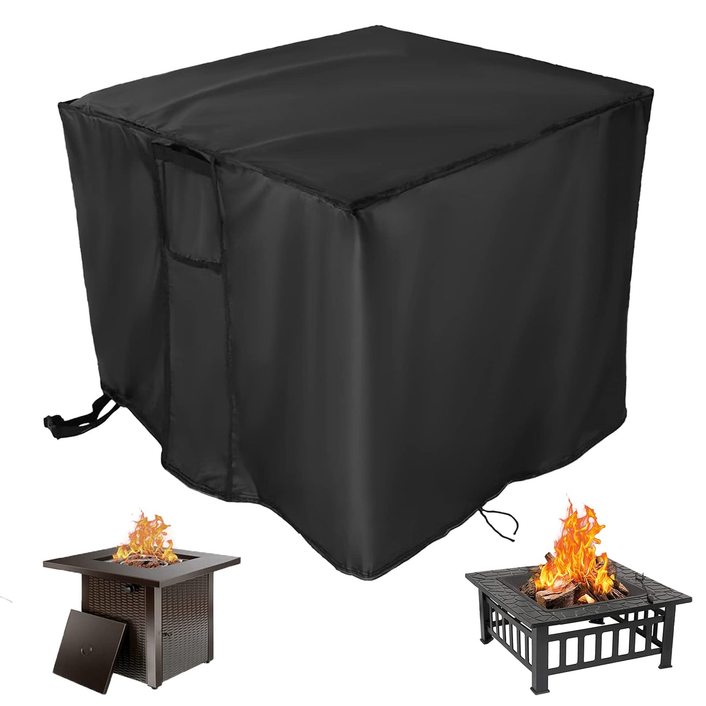 TwoPone Fire Pit Cover Square - Waterproof Windproof Anti-UV Heavy Duty Gas Fire Pit Cover, 32 Inch Patio Fire Table Cover