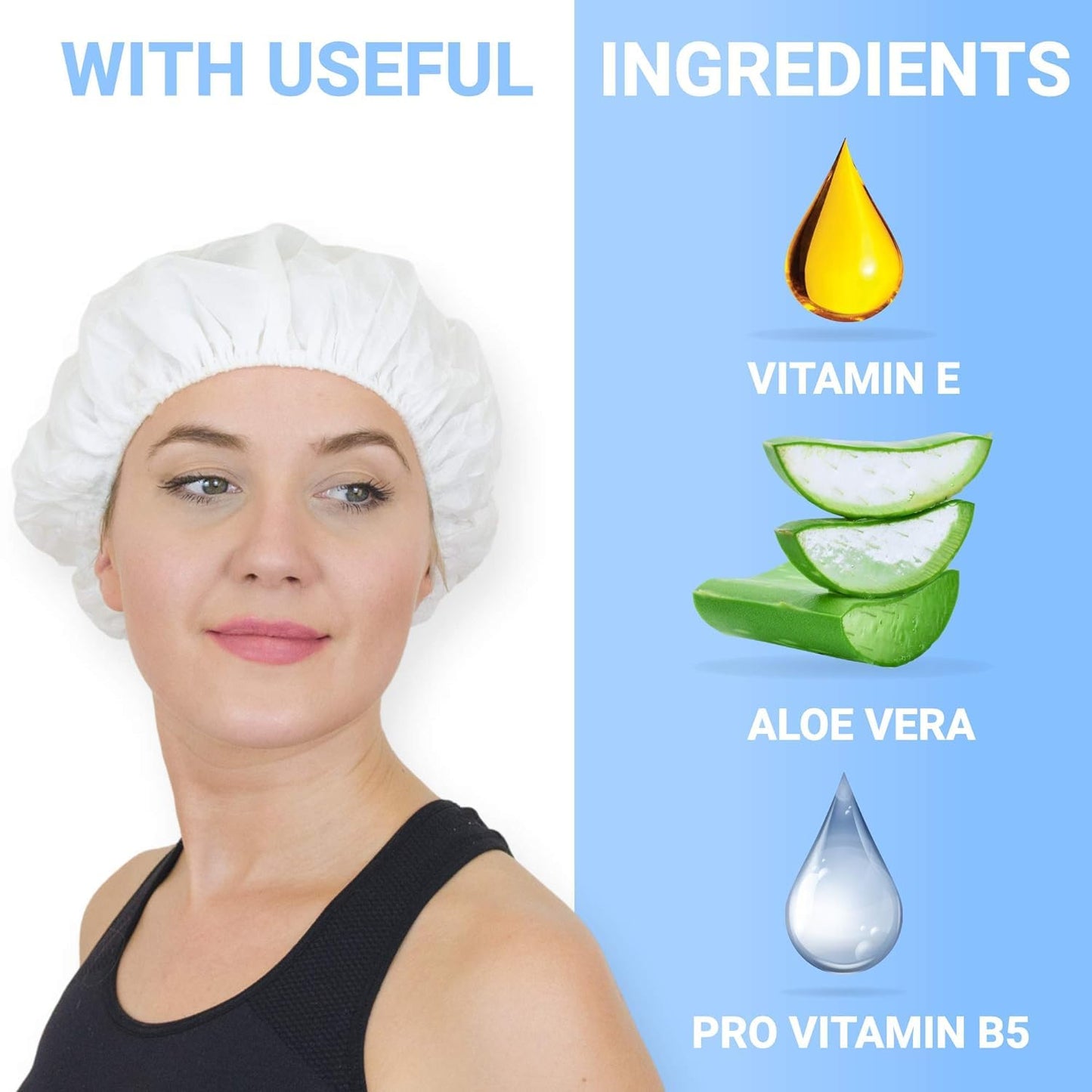 Drench No Water Rinse Free Shampoo Caps - Waterless Shampoo and Conditioner - Dry Hair Wash Caps for Elderly or Bedridden - Contains Aloe Vera, Vitamin E and Provitamin B5-6 Counts