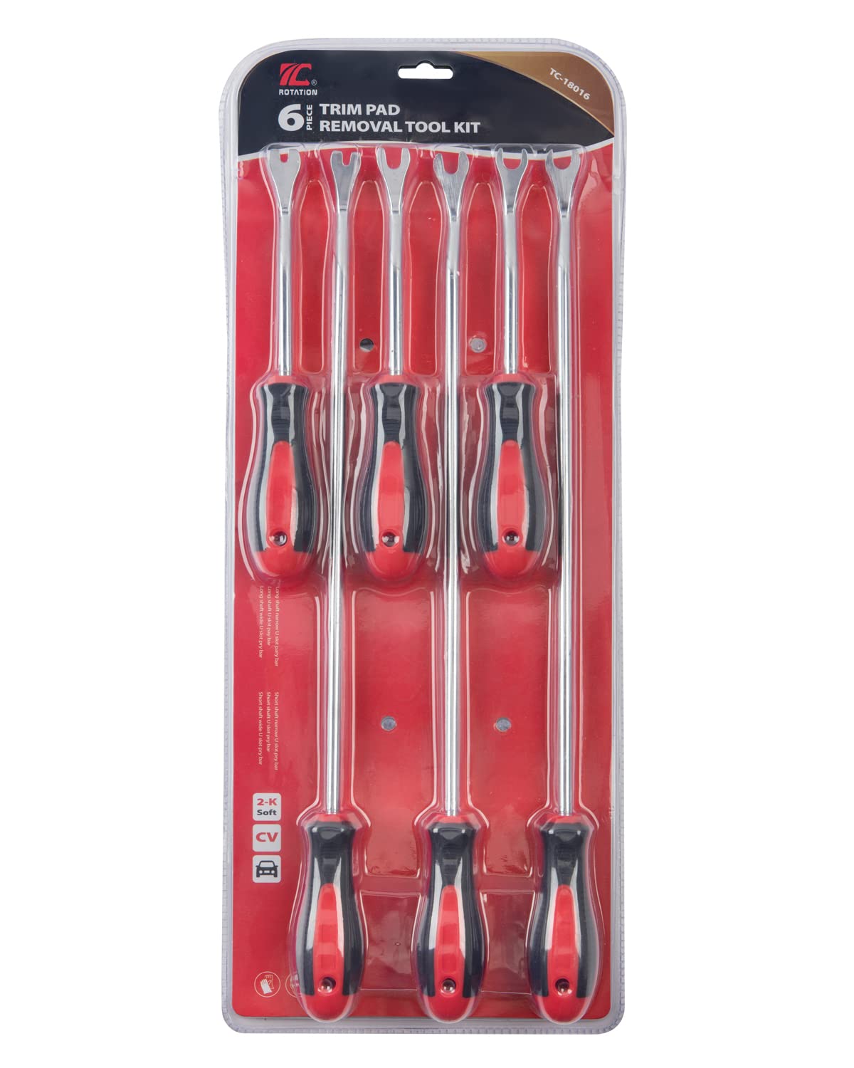 ROTATION 6-Piece Heavy Duty Car Vehicle Trim Clip Removal Set Door Upholstery Remover Chrome Car Door Panel