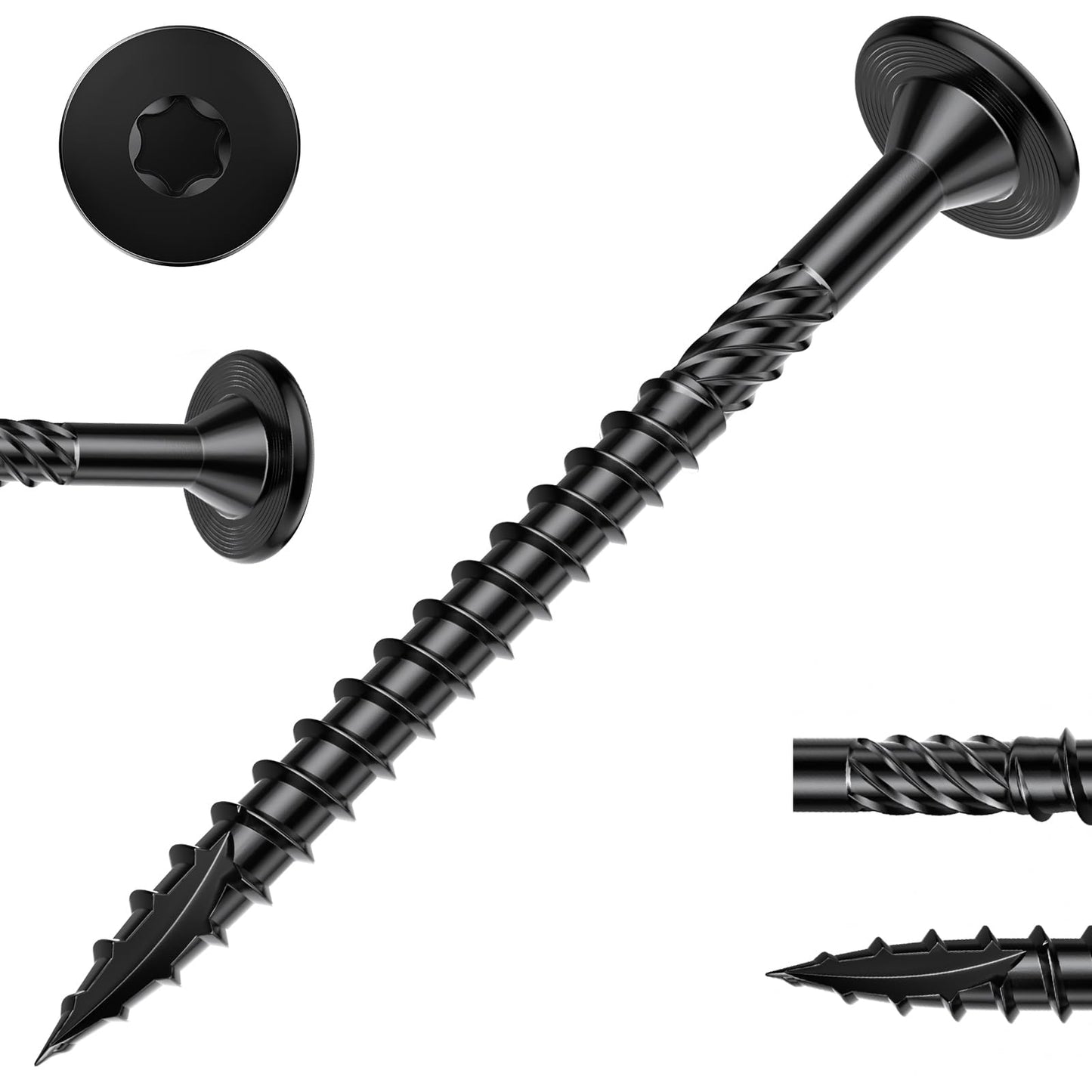 FMhotu 8 Inch Heavy-Duty Outdoor Deck Screws, 50Pcs Star Drive Decking Wood Screws, Rust Resistant Timber Screws for Timber/Log/Landscaping Wood (#14 x 8" Black)