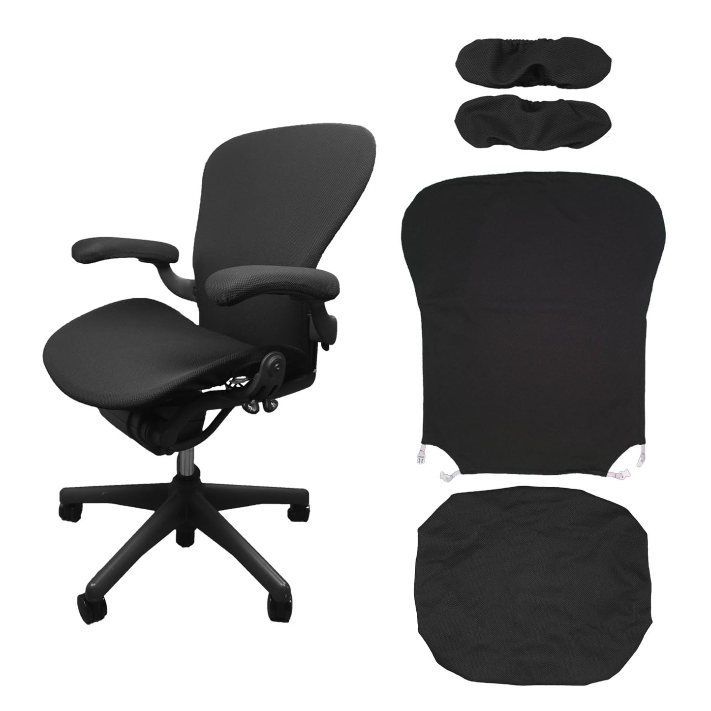 4-Piece Office Chair Set, Compatible with Herman Miller Aeron Office Chair, Size B (Black)