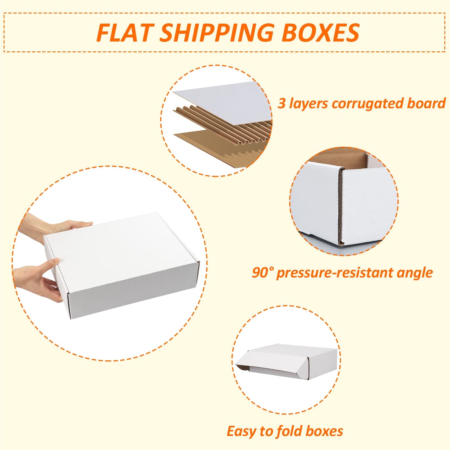 HORLIMER 12x9x3 inches Small Shipping Boxes Set of 20, White Corrugated Cardboard Box Literature Mailer