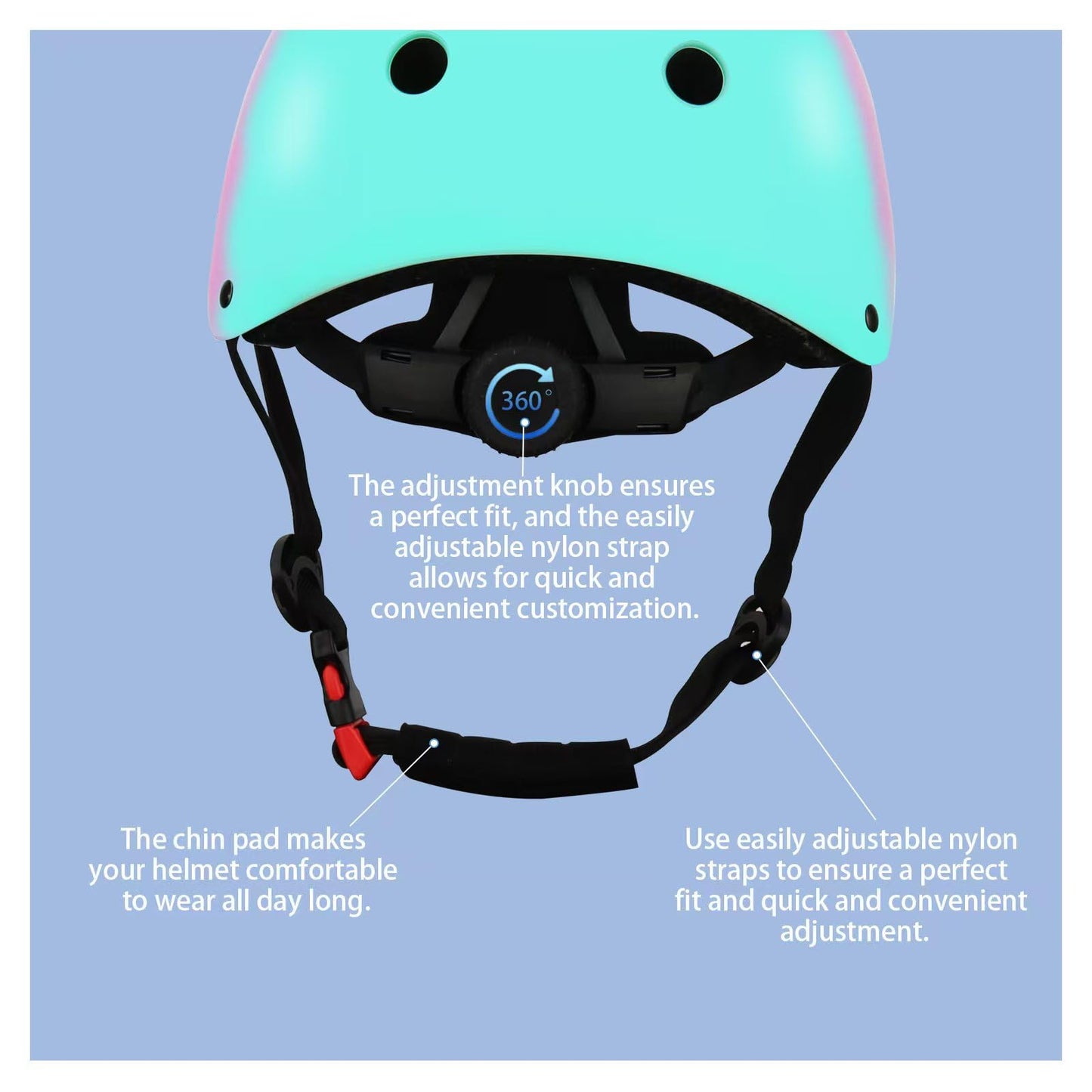 Color Gradient Adjustable Kids' Helmet with Knee & Elbow Pads Set | Multi-Sport Safety Gear for Boys & Girls Ages 3-14 | Skateboarding, Scooters, Roller & Inline Skating, Longboarding