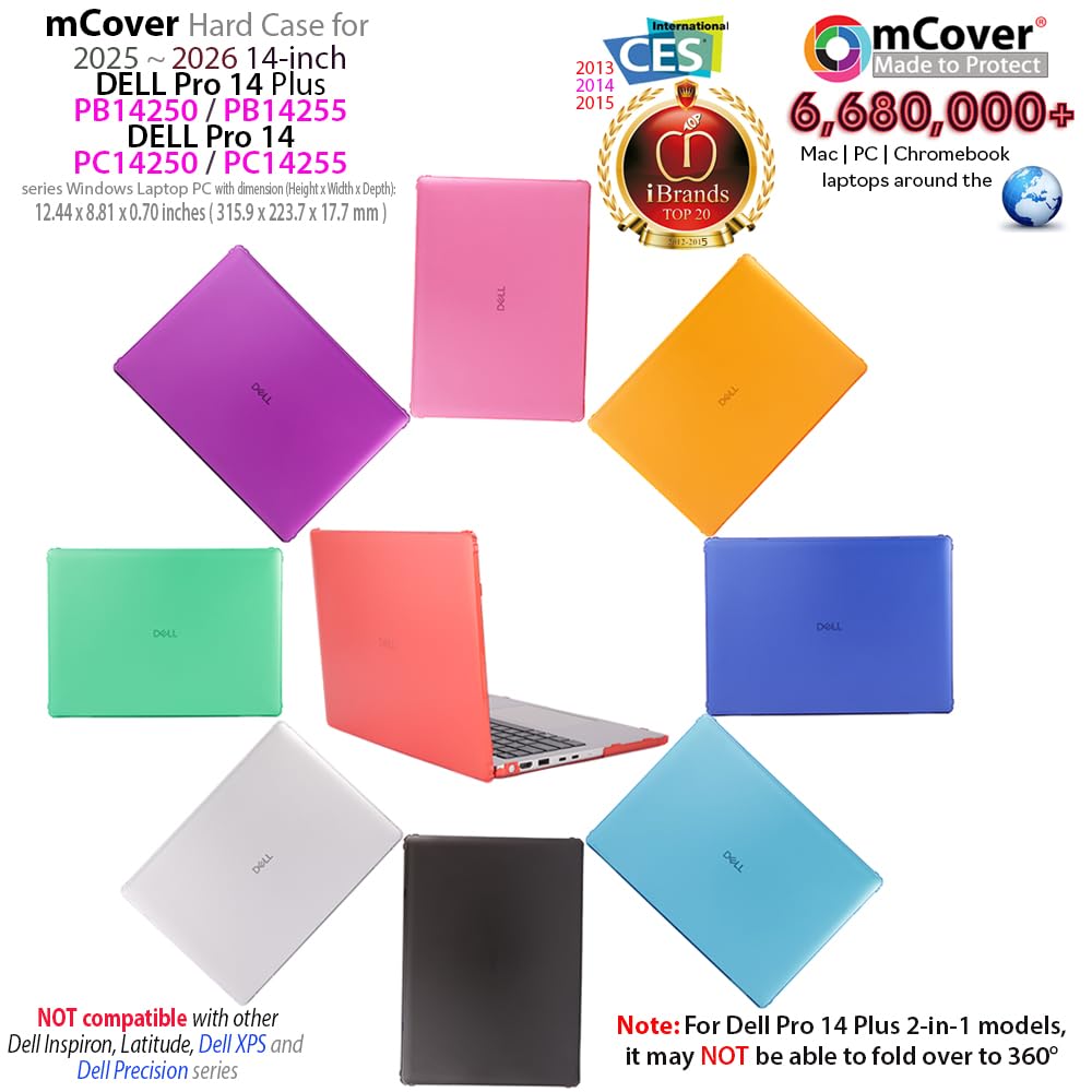 mCover Case ONLY Compatible for 2025-2026 14" Dell Pro 14 Plus PB14250 PB14255 and Pro 14 PC14250 PC14255 Windows PC (NOT Fitting Any Other Dell Models)- Clear