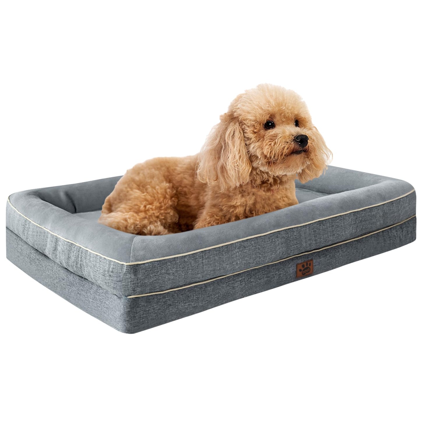 TaiBest Waterproof Memory Foam Dog Beds for Small Dogs Non-Slip Orthopedic Dog Beds Washable Couch Pet Bed with Removable Cover (Grey, Small)
