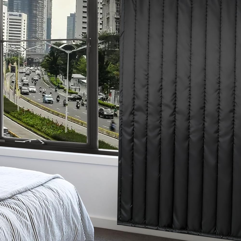 37.5”×86.6”Large Sound Absorbing Curtain Soundproofing Panels Sound Proof Curtains Sound Dampening Blanket For To Reduce Light Blocking (Black, 37.5'' x 86.6'')