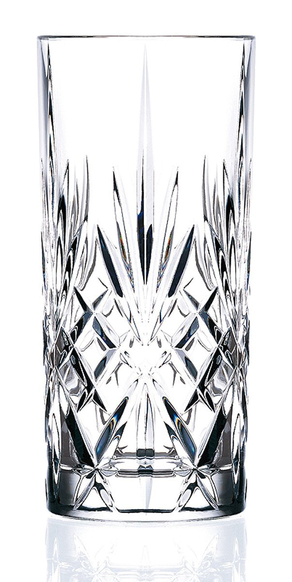 Lorren Home Trends Crystal Melodia Collection High Ball Glass Set 6 Count (Pack of 1)